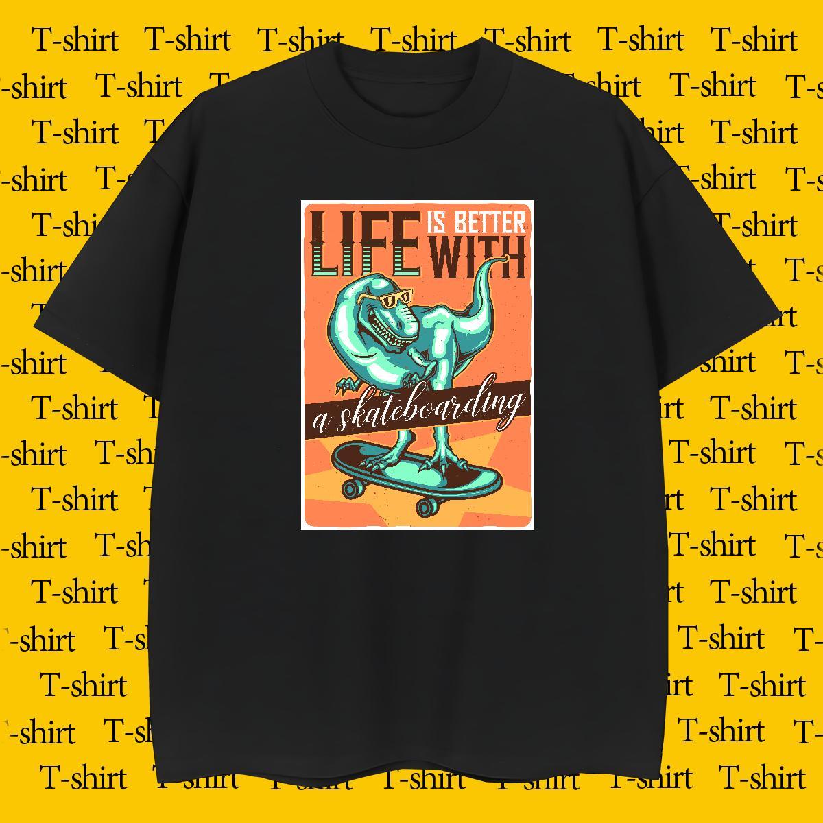 T Shirt For Man 230g Cotton dinosaur Spring Summer Breathable Crew Neck Custom Printed Men Clothes T-Shirt Fashion Designer High Quality Tees Shirts