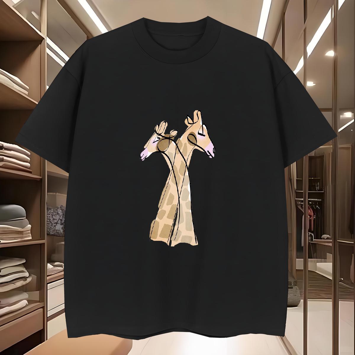 Men T Shirts 230g Cotton Deer Home Outdoor O-Neck Short Sleeve Oversized 4XL Couples T Shirts Classic Cool Tees