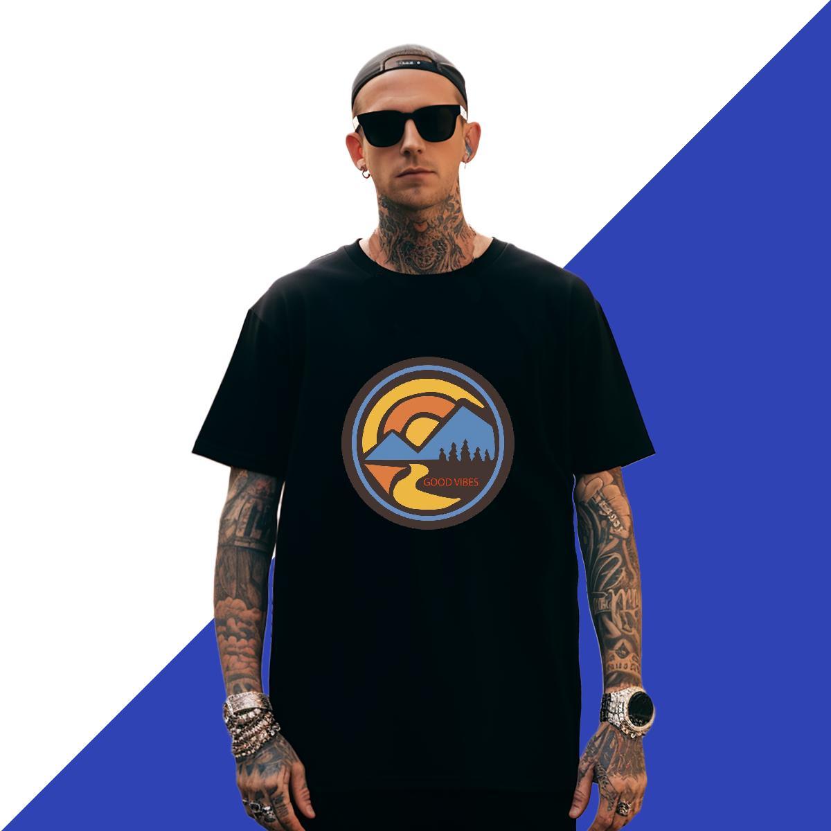 Wholesale Men Tshirts 230g Pure Cotton Street mountains Custom Anime Breathable DIY Customized Man T Shirts Tops Tees