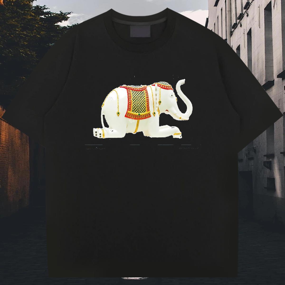 TOP Quality Men Clothes T-Shirt 100% Cotton 230g High Street Hip Hop Elephant Cartoon Printing L-4XL Pure Cotton 2024 New T Shirt For Man Tees Shirts