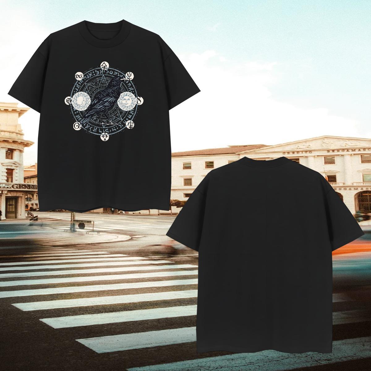 High Quality Men Tees 230g Cotton bird T Shirt For Man Daily Outfit Pure Cotton Floral Print Fashion Design Top Tees