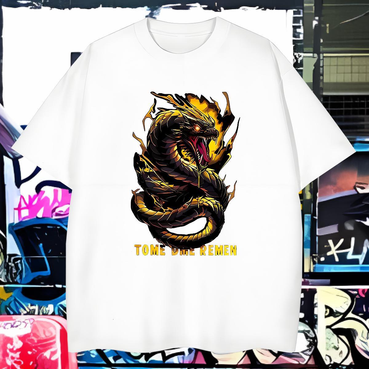 T shirt 230g Pure Cotton Black Gold Dragon Outdoor Breathable Crew Neck Custom Print Oversized Mens Tshirts Fashion Designer Loose Fit Top Tees