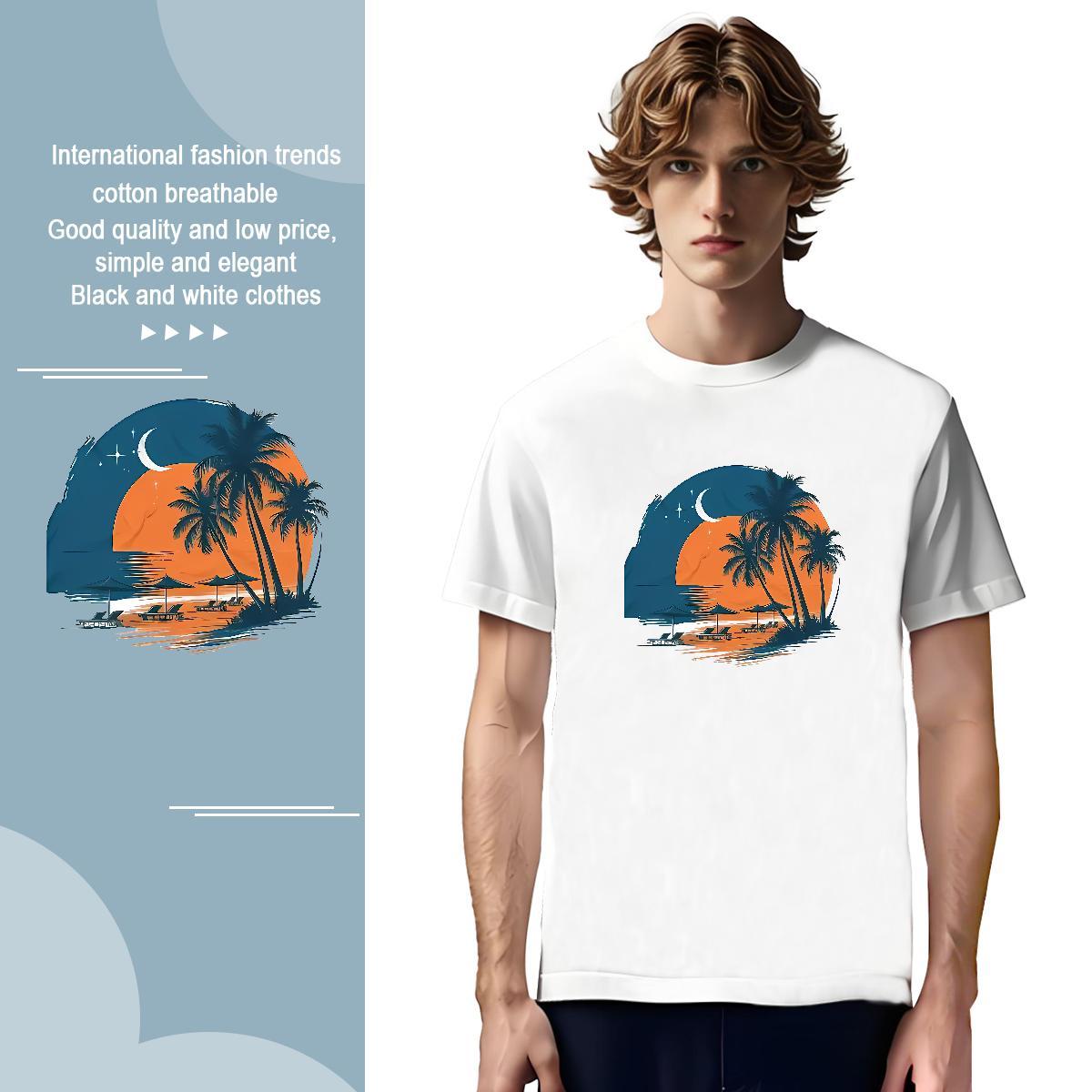 T-Shirts 230g Cotton tree Street Wear Crew Neck Breathable Black Oversized Men Clothes T-Shirt Fashion Designer Classic Tee Shirt