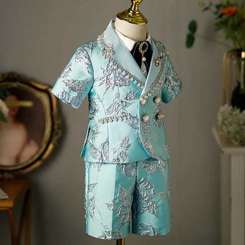 Suits 5PCS Childrens Suit New Fashion Stage Boys Piano Performance Clothes Wedding Birthday Baptism Party Prom Dress For Eid A2175