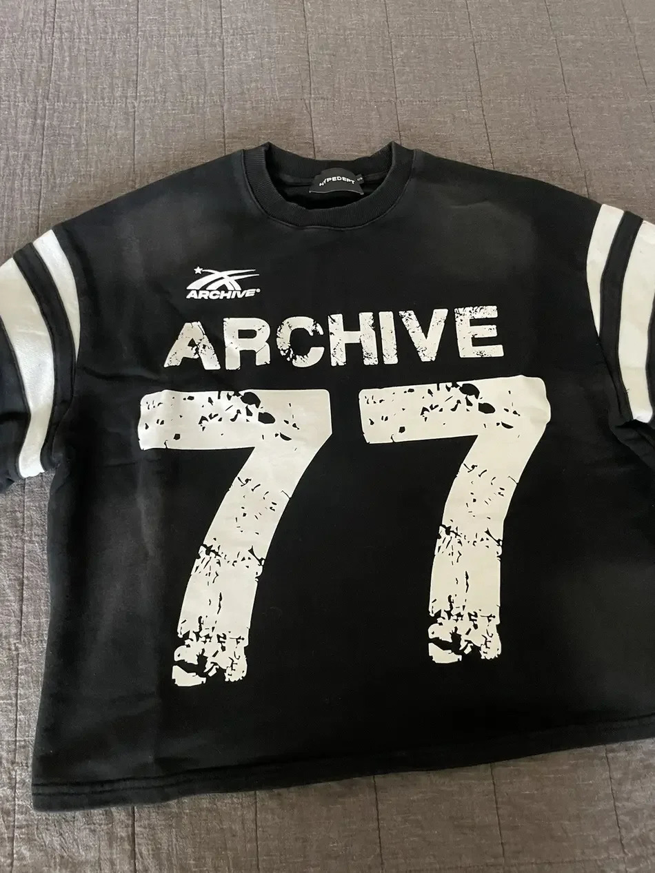 Personalized contrasting color splicing printed T-shirt American street loose casual long-sleeved letter pattern y2k T-shirt 240806