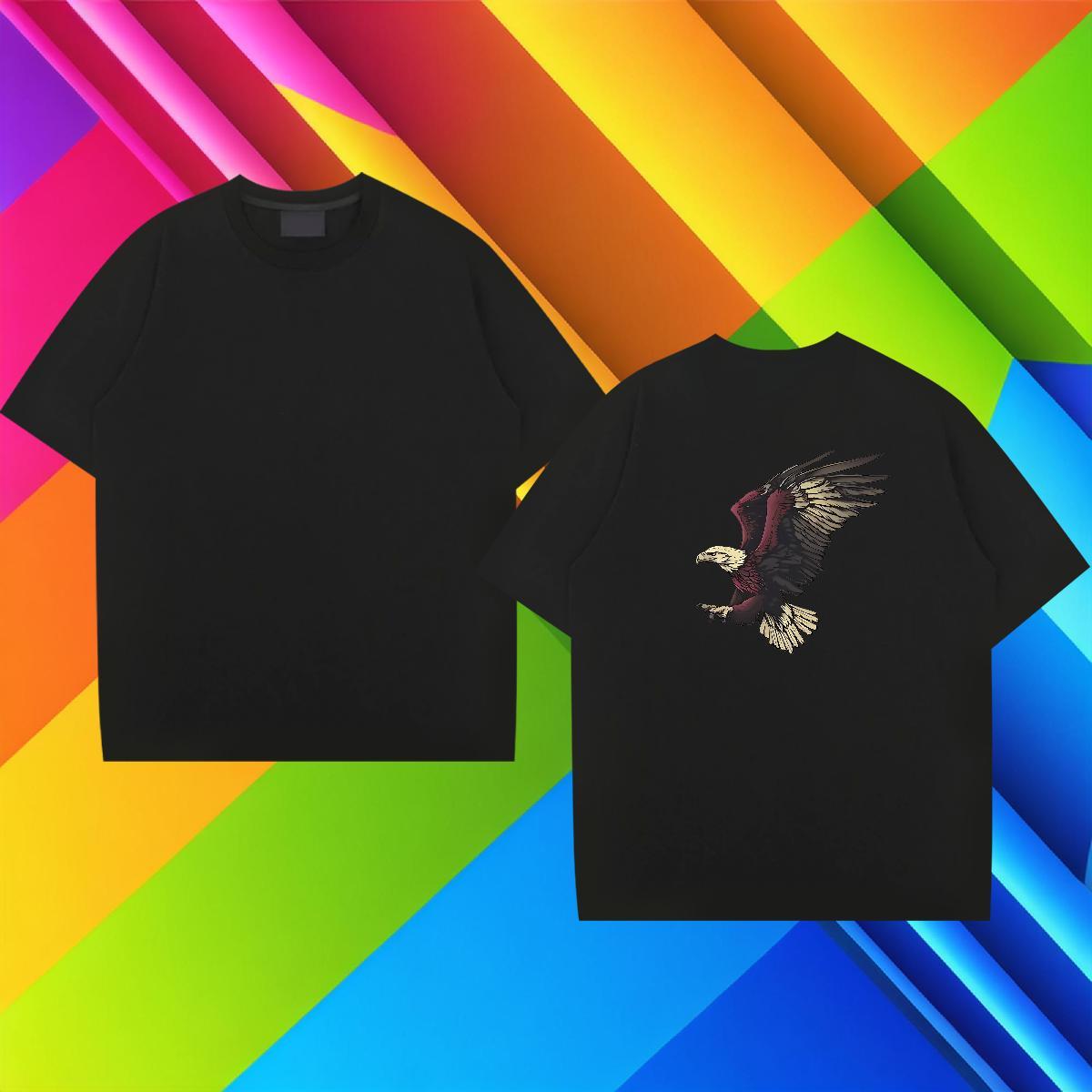 Fashion Design T shirt 230g Cotton eagle Casual Polos Crew Neck Breathable Loose Fit Men Clothes T-Shirt Black Oversized