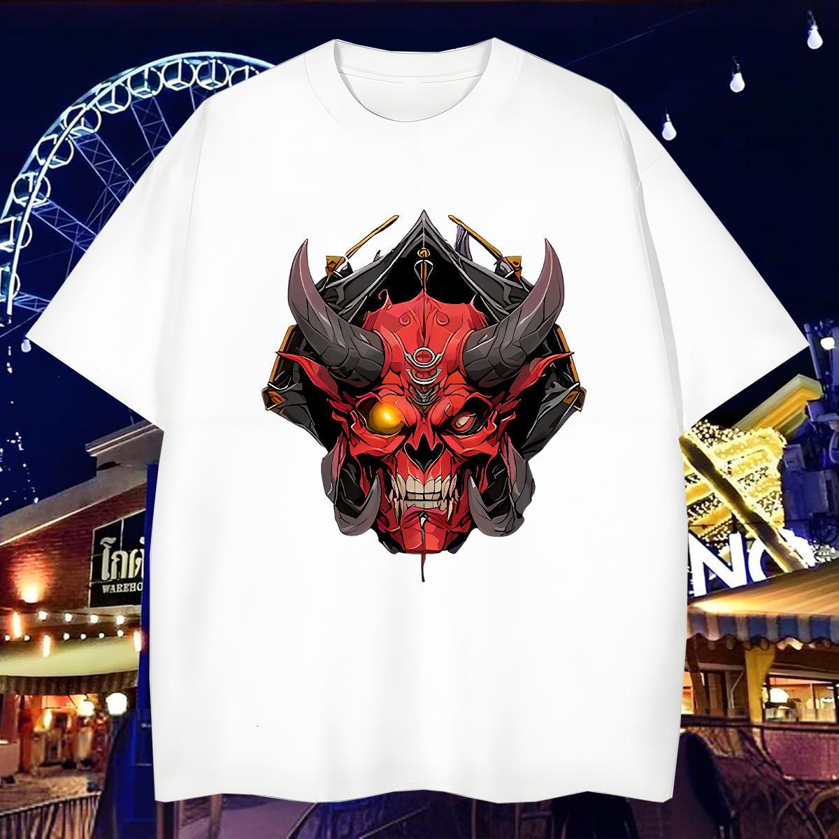 T-Shirts for Men 230g Pure Cotton Terror Street wear Hip Hop Short Sleeve Soft Anime Print Tshirt for Man Woman 2024 Designer Tops Shirt