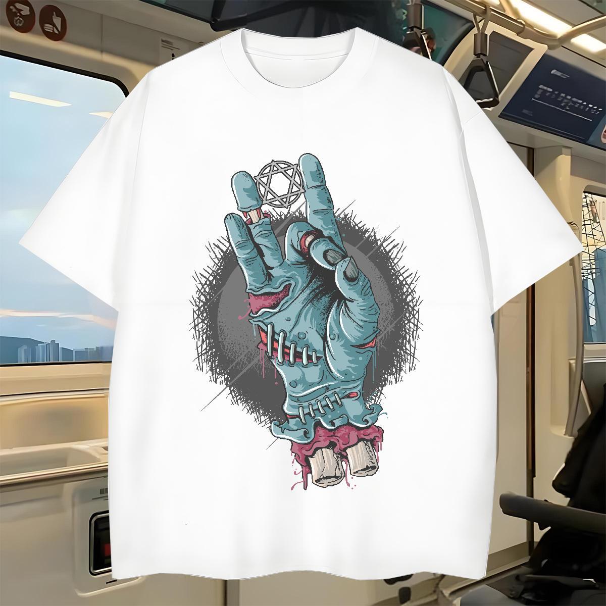 Casual New Man T Shirts 100% Cotton 230g Halloween Summer Casual Tops Shirt Breathable Crew Neck High Quality Men Tops Tees Custom Printing