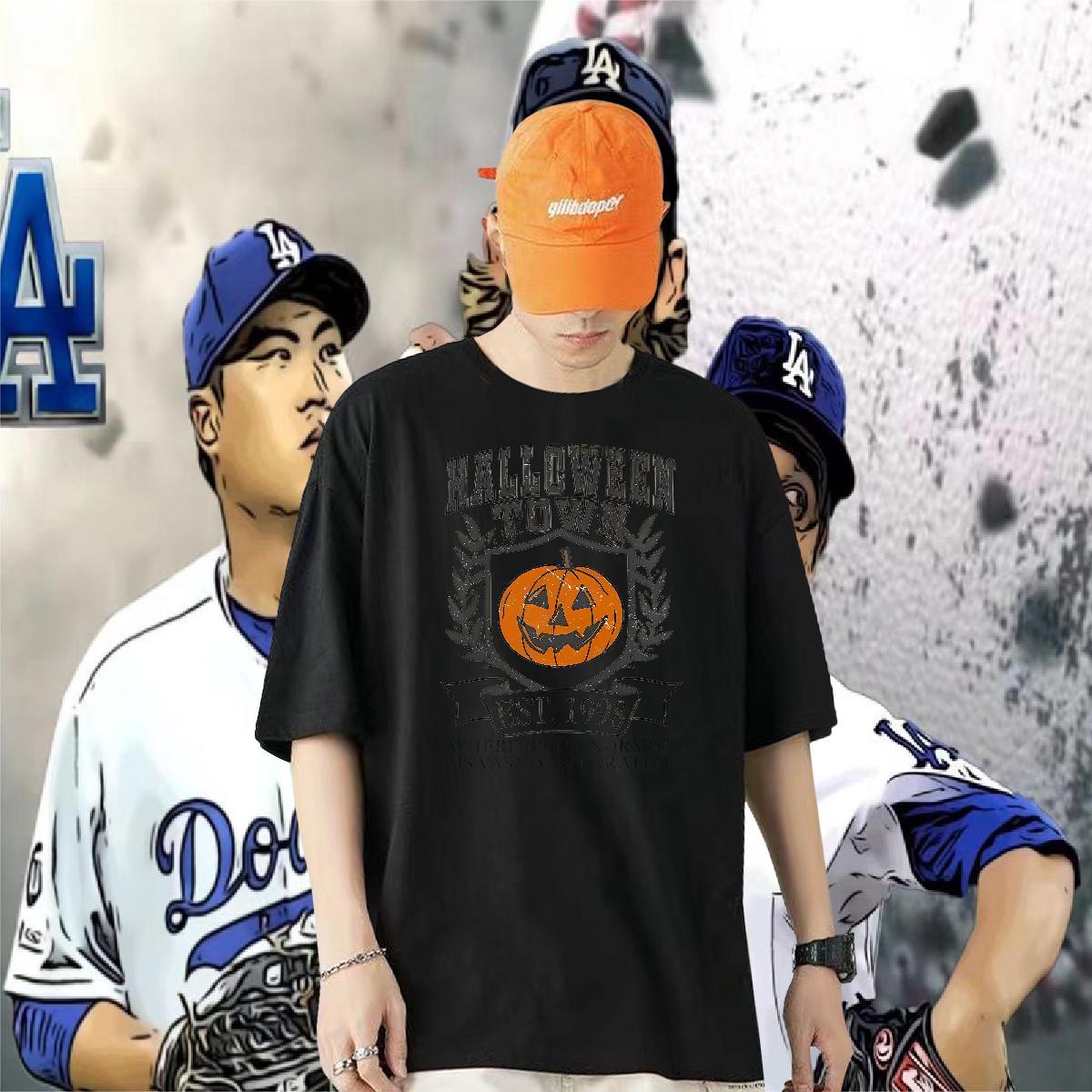 Stylist T Shirts Men 100% Cotton 230g halloween Street Casual Tee Shirt O Neck Short Sleeves Brand Men Clothes T-Shirt Custom Cartoon