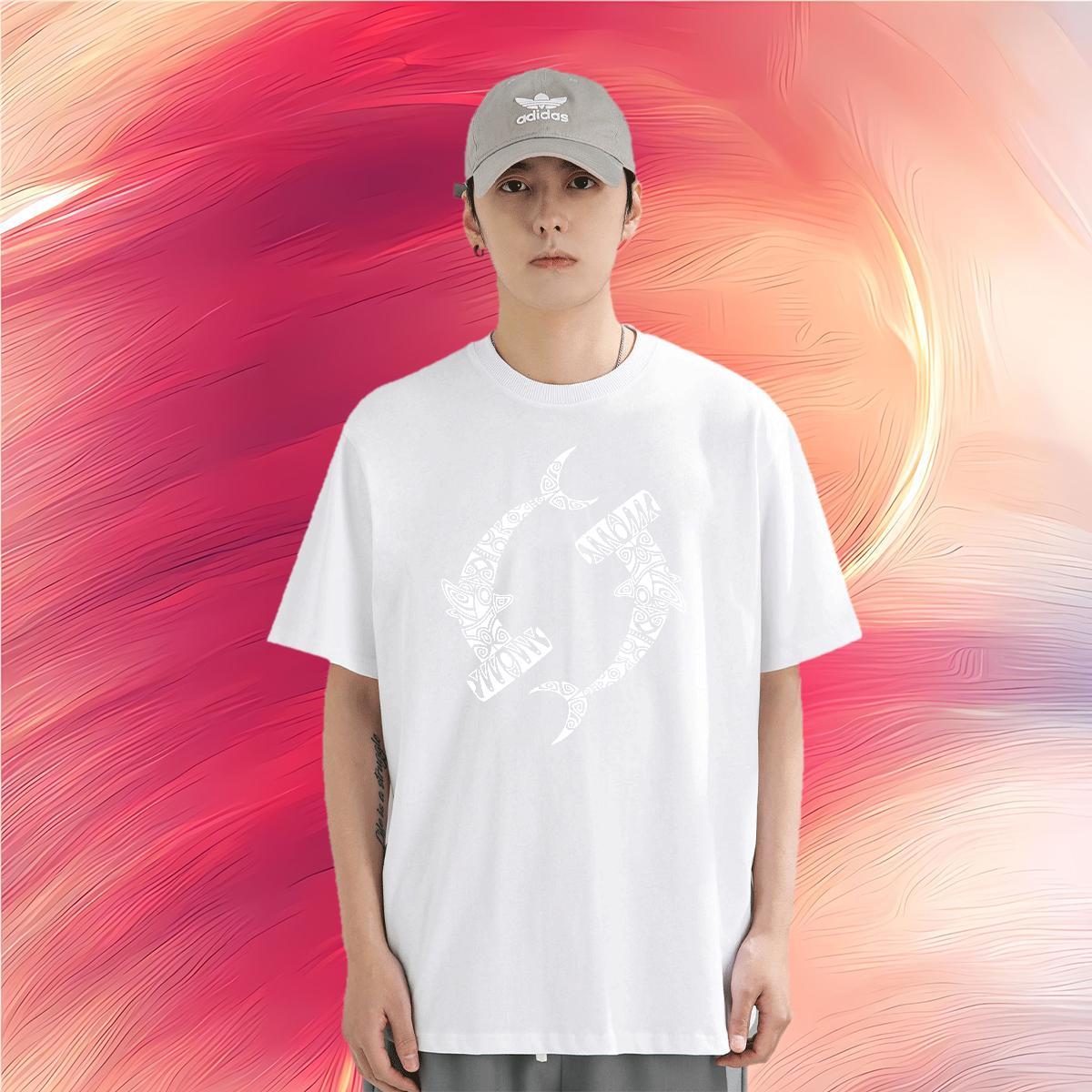 Man T Shirts 100% Cotton 230g fish High Street Hip Hop Breathable Short Sleeve DIY Printed Men Tees Designer Soft Tshirts