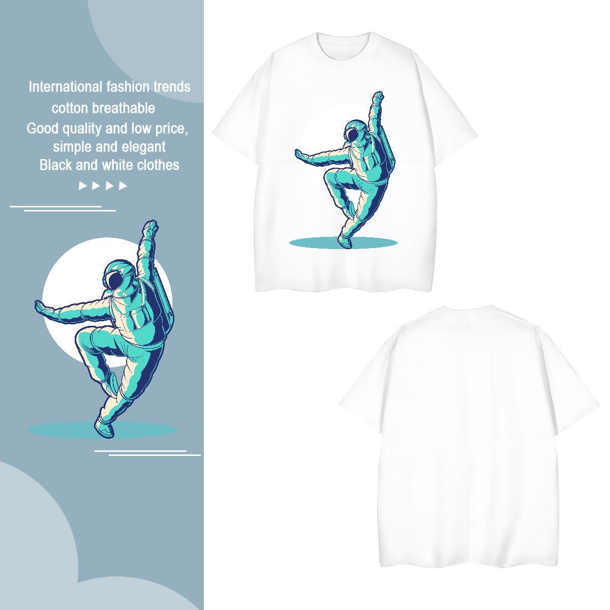 T-Shirts 230g Cotton cosmonaut Street Wear Breathable Crew Neck DIY Printed Mens Tshirts 2024 Designer Loose Fit Tees Shirts