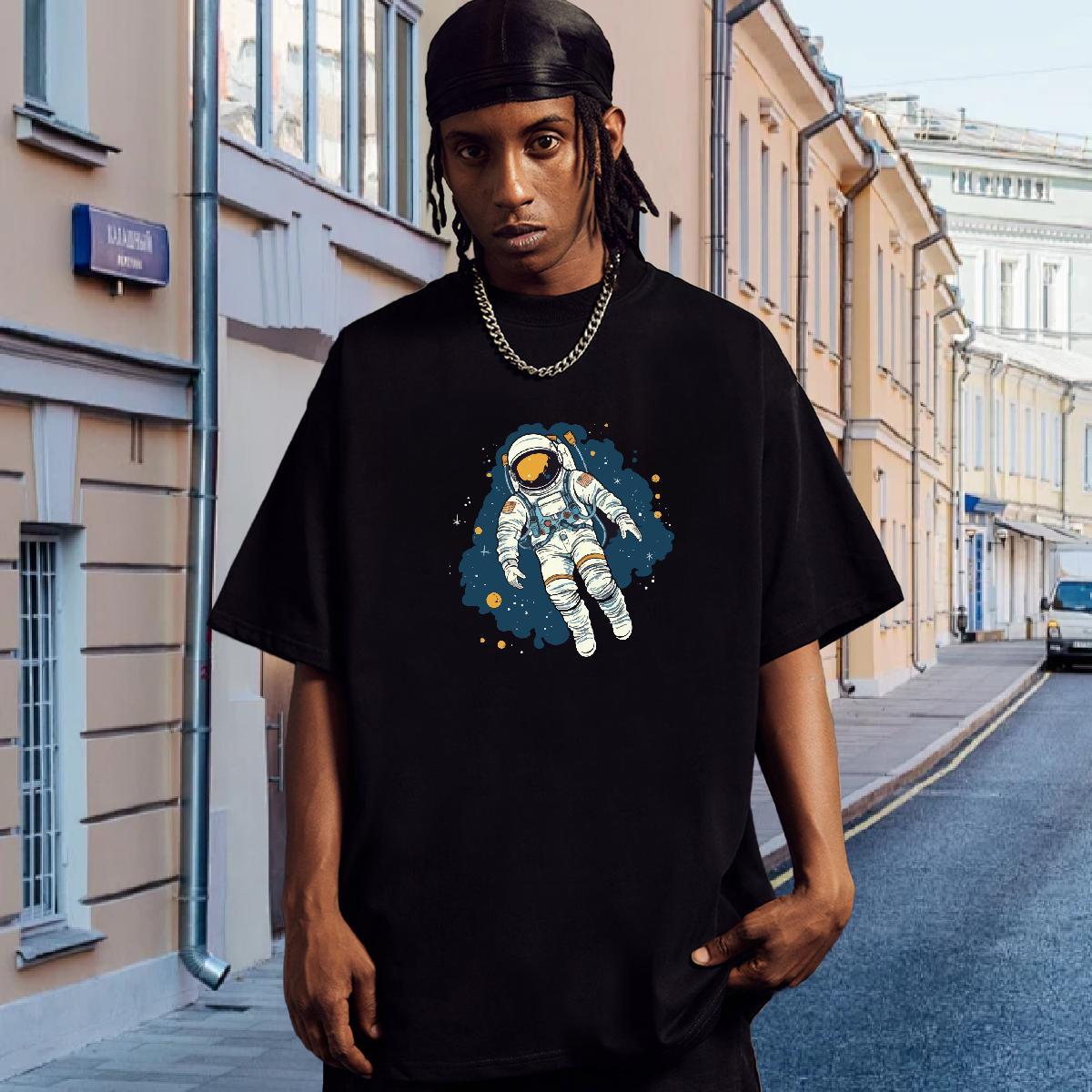 Mens T Shirts 100% Cotton 230g universe Hip Hop Breathable Crew Neck Custom Printed Men Clothes T-Shirt DIY Customized Wholesale Top Tees