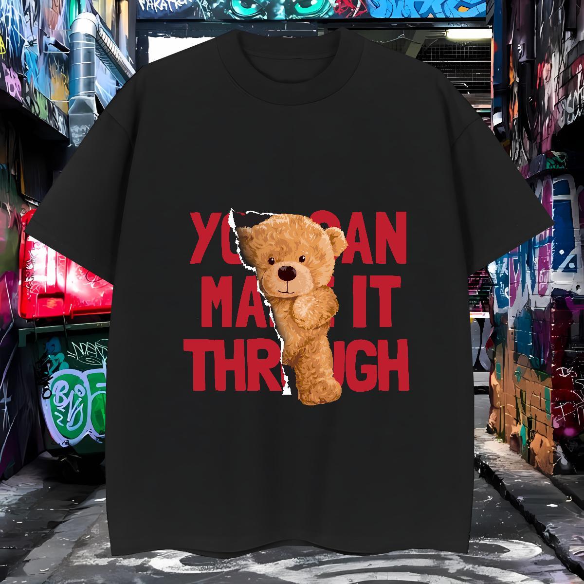 T-Shirts 100% Cotton 230g bear Hip Hop Street Short Sleeve Soft Anime Tshirt for Man Woman Designer Comfortable Tees