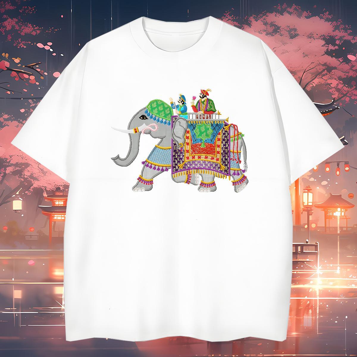 T Shirts Men 230g Cotton Elephant Street Casual Short Sleeve O-Neck Anime Men Tshirts Fashion Casual Loose Fit Tops