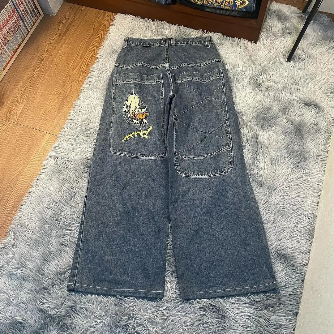 High Waist Big Pocket Hip Hop Baggy Denim Jeans Y2K Harajuku Casual FashionTrend Straight Pants Versatile Couple Trousers 240806