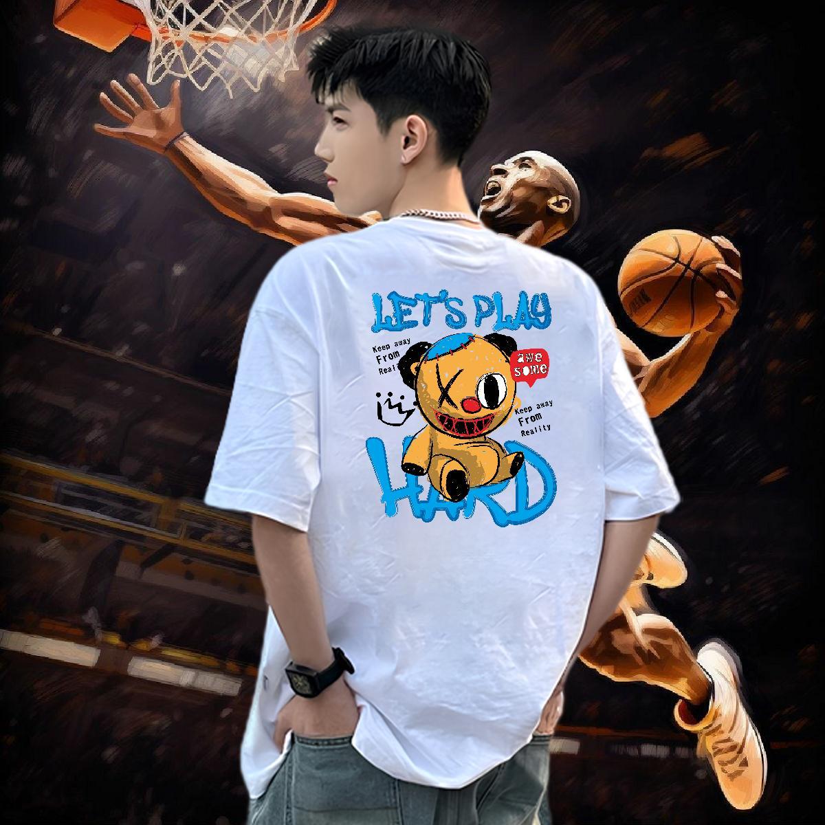 Wholesale T Shirts Men 100% Cotton 230g bear Daily Outfit Tops Shirt Short Sleeve O-Neck Designer Couples T Shirts Skull