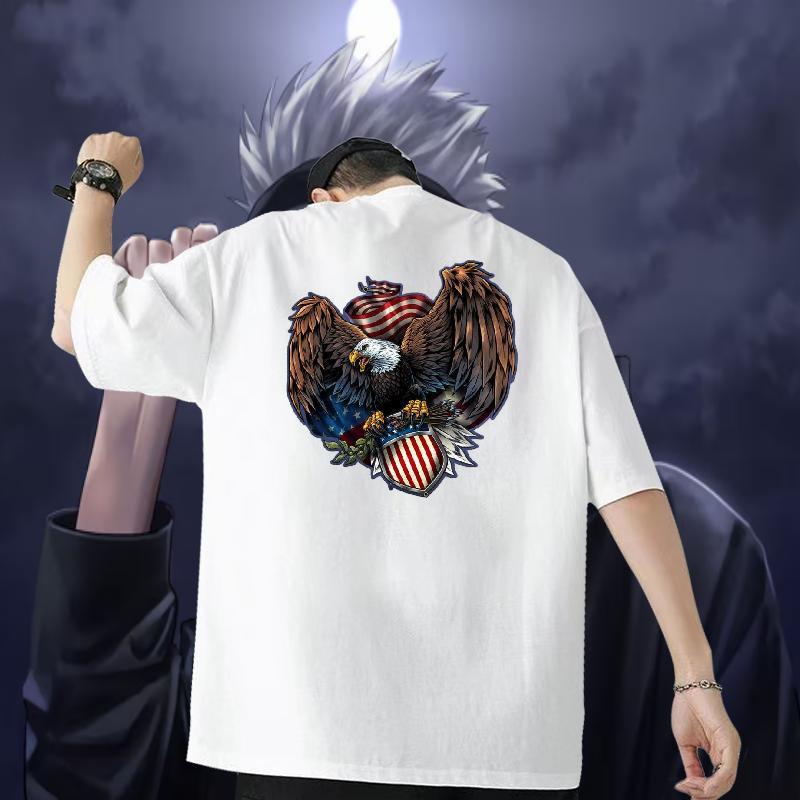 Fashion Casual Mens T Shirts 230g Cotton eagle Hip Hop Street Tops Tees Short Sleeve Soft Brand Men Clothes T-Shirt Anime
