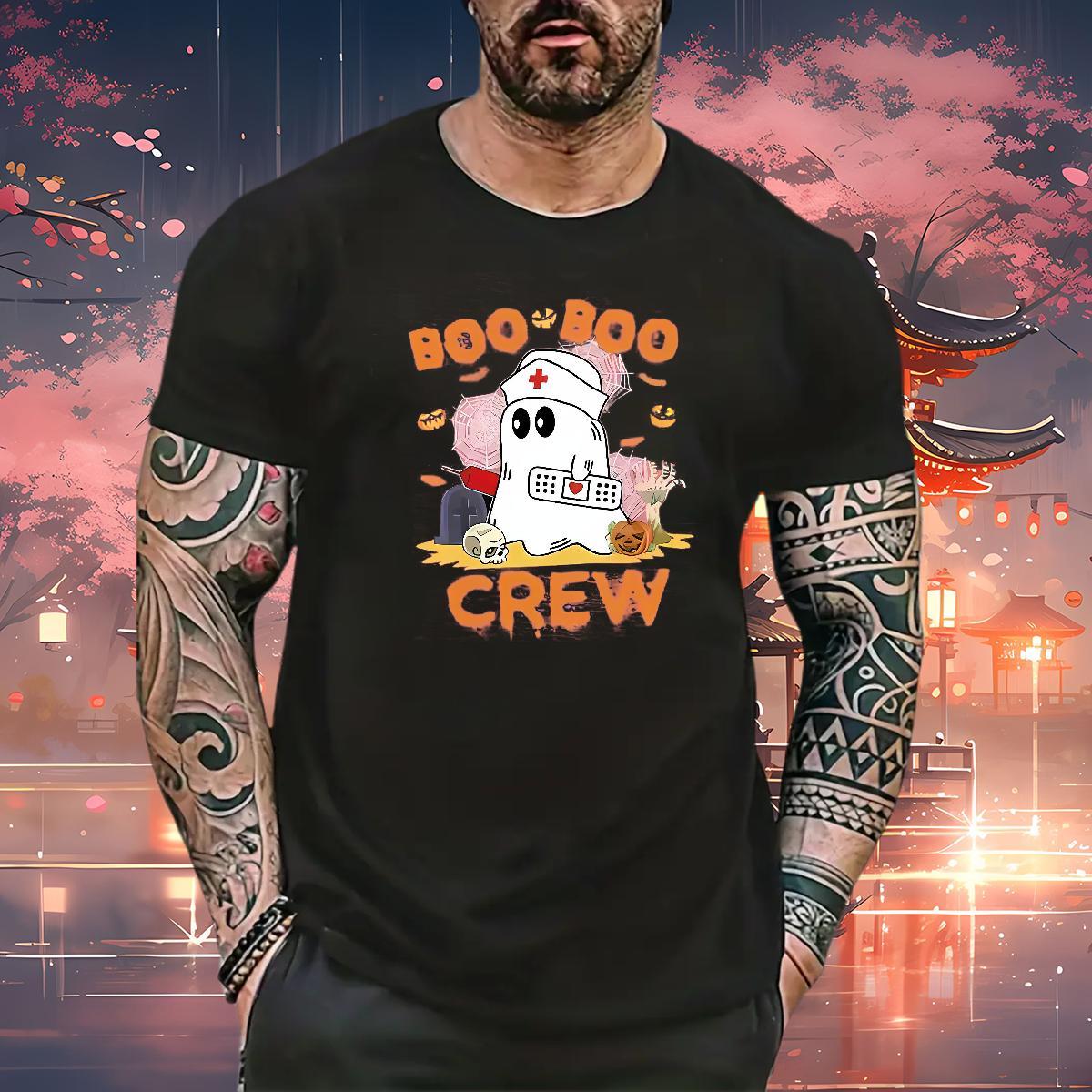 Customized T-Shirts for Men 100% Cotton 230g halloween High Street Hip Hop Tops Shirt Crew Neck High Quality Men Tees DIY Printed