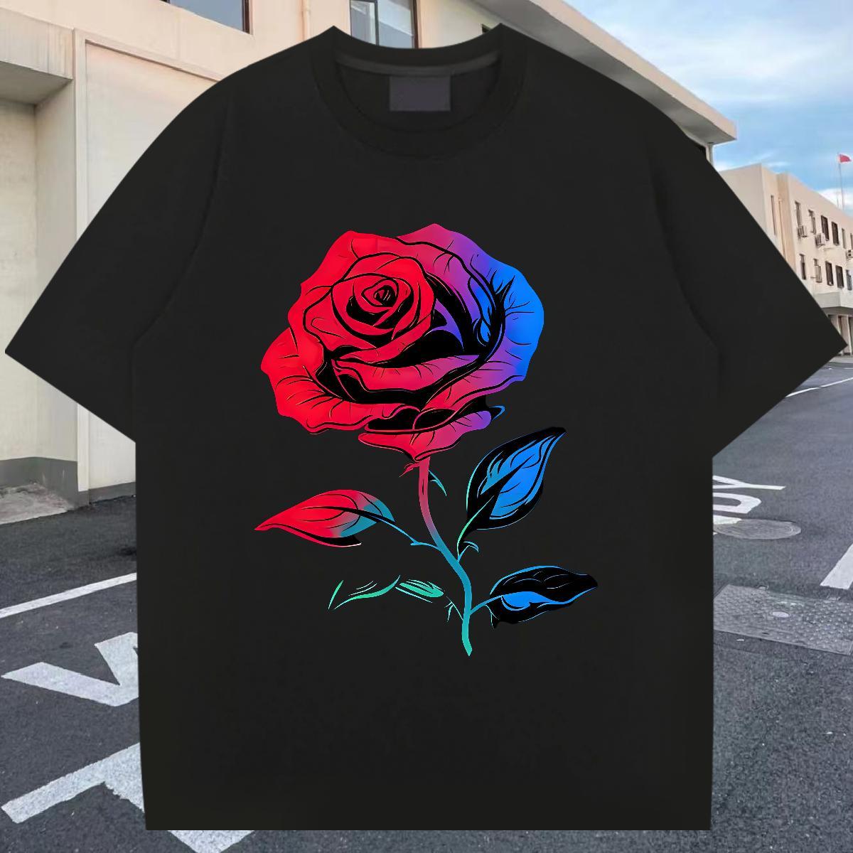2024 DIY T-Shirts for Men 100% Cotton 230g flower Casual Clothings Short Sleeve Soft Popular Tshirt for Man Woman White Plus Size