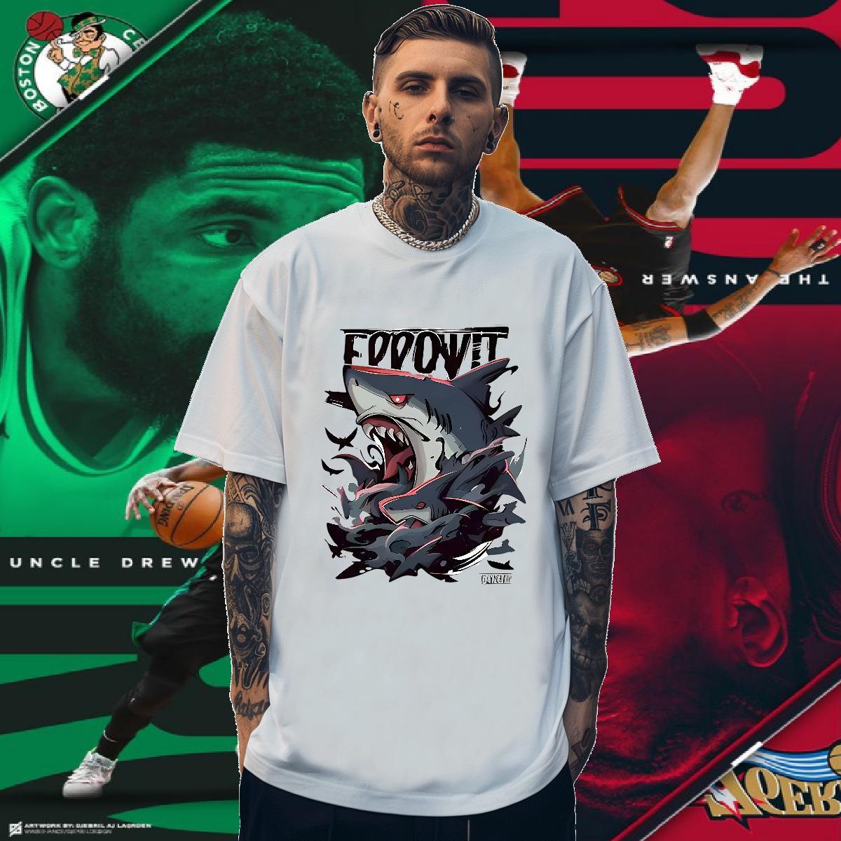 T-Shirts 230g Pure Cotton shark Street Casual Short Sleeve O-Neck Custom Printed Mens Tshirts DIY Comfortable Polos