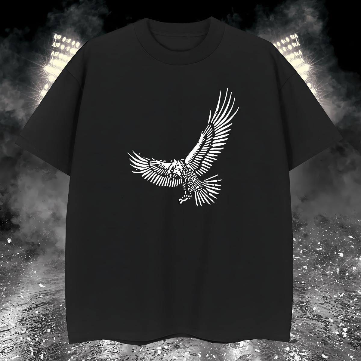 T-Shirts 230g 100% Cotton eagle Casual Crew Neck Floral Print Men Tees Brand Cool Clothings