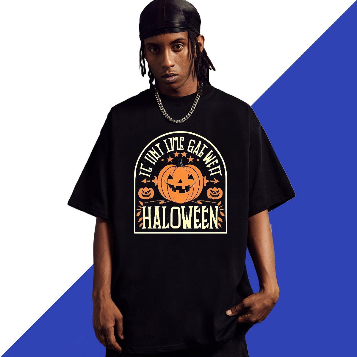2024 New T-Shirts 230g 100% Cotton halloween Anime Printing Street Tops Breathable Crew Neck Loose Men Clothes T-Shirt Custom Big Size