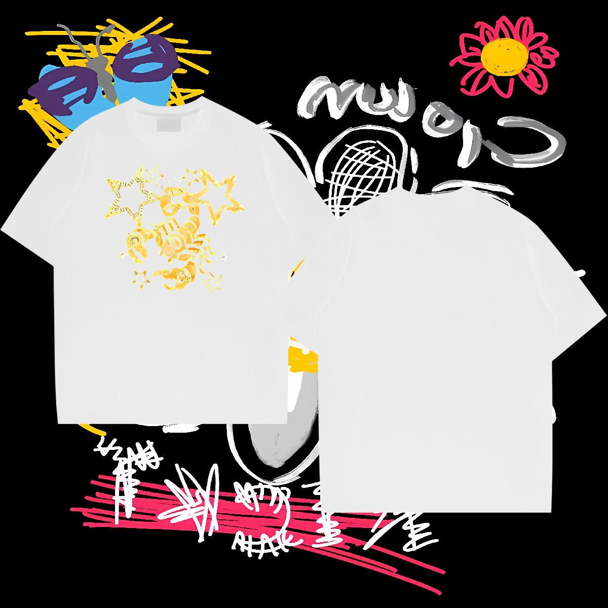 Fashion New Man T Shirts 230g Pure Cotton scorpion Street Clothings Breathable Crew Neck Cool Design Couples T Shirts Black Oversized