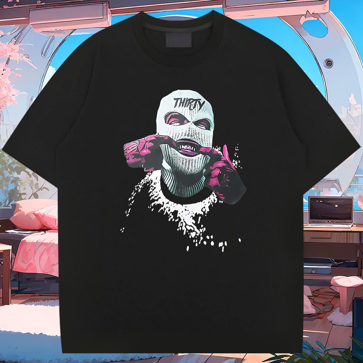 New T Shirts Men portrait Tops Shirt 230g 100% Cotton Street Comfortable Black White Crew Neck Breathable Men Tshirts