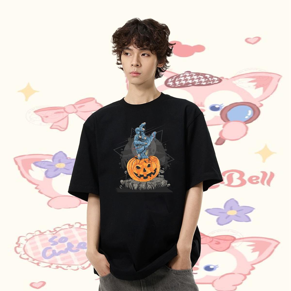 Fashion Design Man T Shirts 230g 100% Cotton pumpkin Spring Summer Tshirts Breathable Crew Neck Loose Fit Tshirt for Man Woman Asian Size