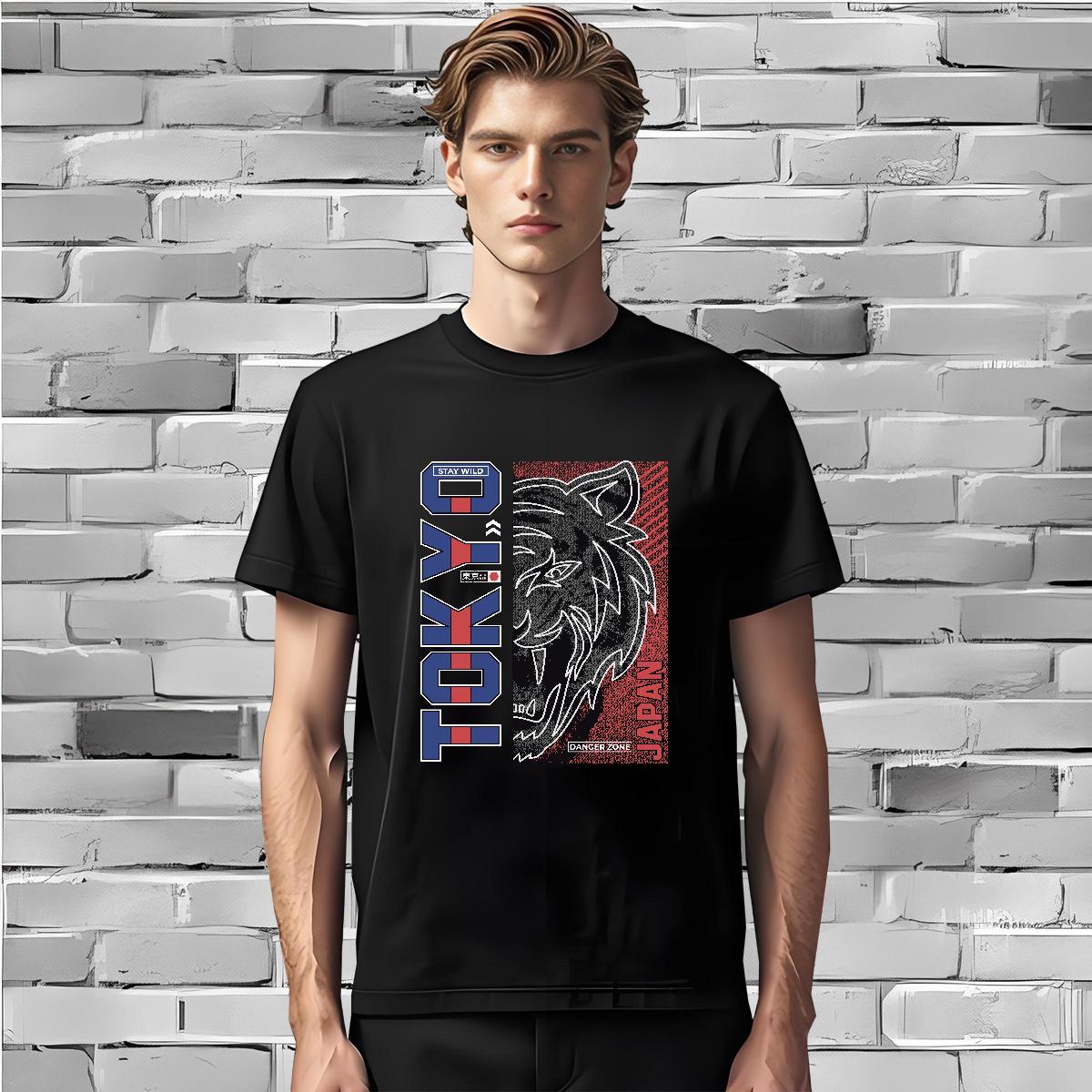 Fashion New Man T Shirts 230g Pure Cotton tiger Street Tee Shirt Breathable Crew Neck Free Shipping Tshirt for Man Woman Anime Print