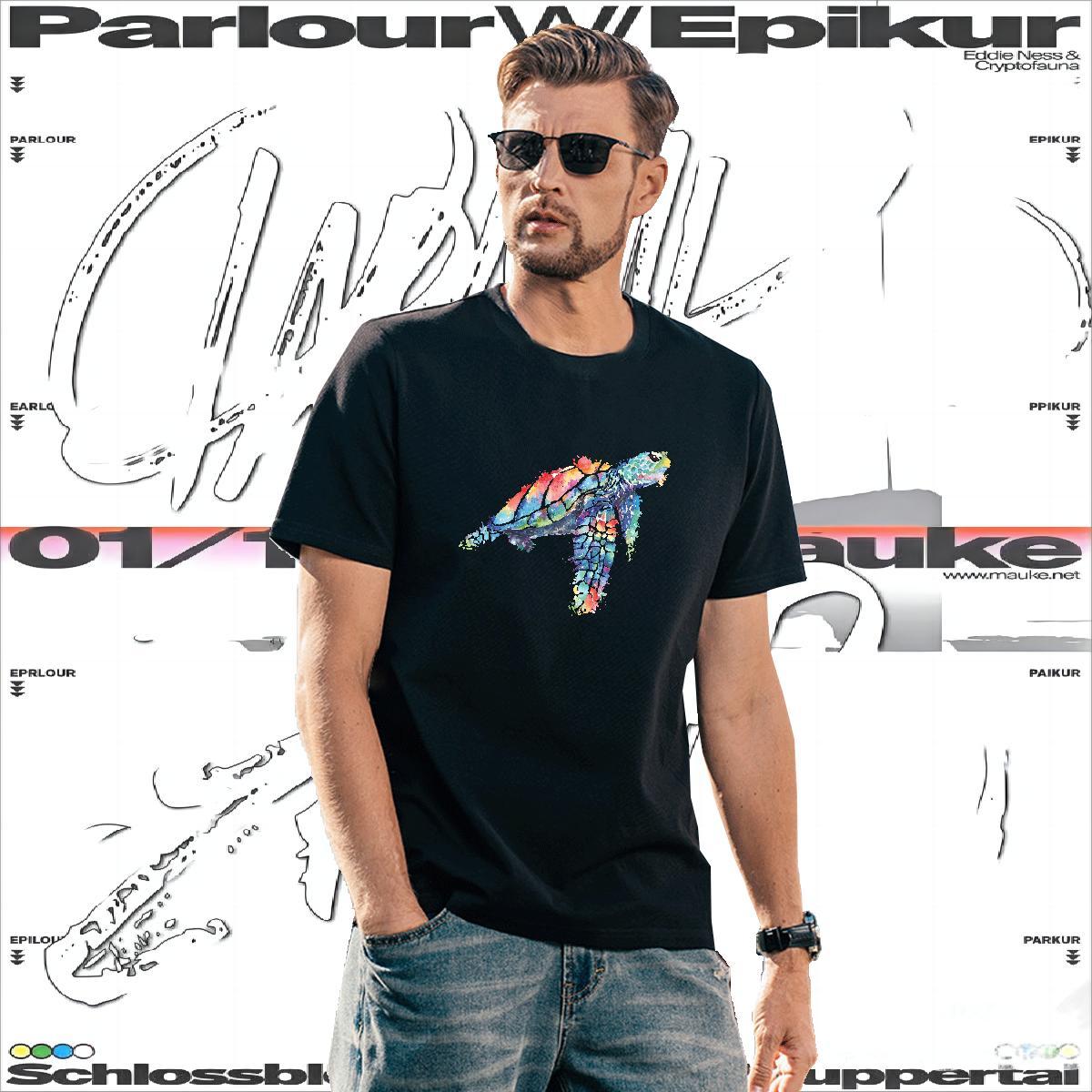 Wholesale Men Clothes T-Shirt 230g Pure Cotton tortoise T Shirt For Man Casual Crew Neck Breathable Skull 2024 Polos