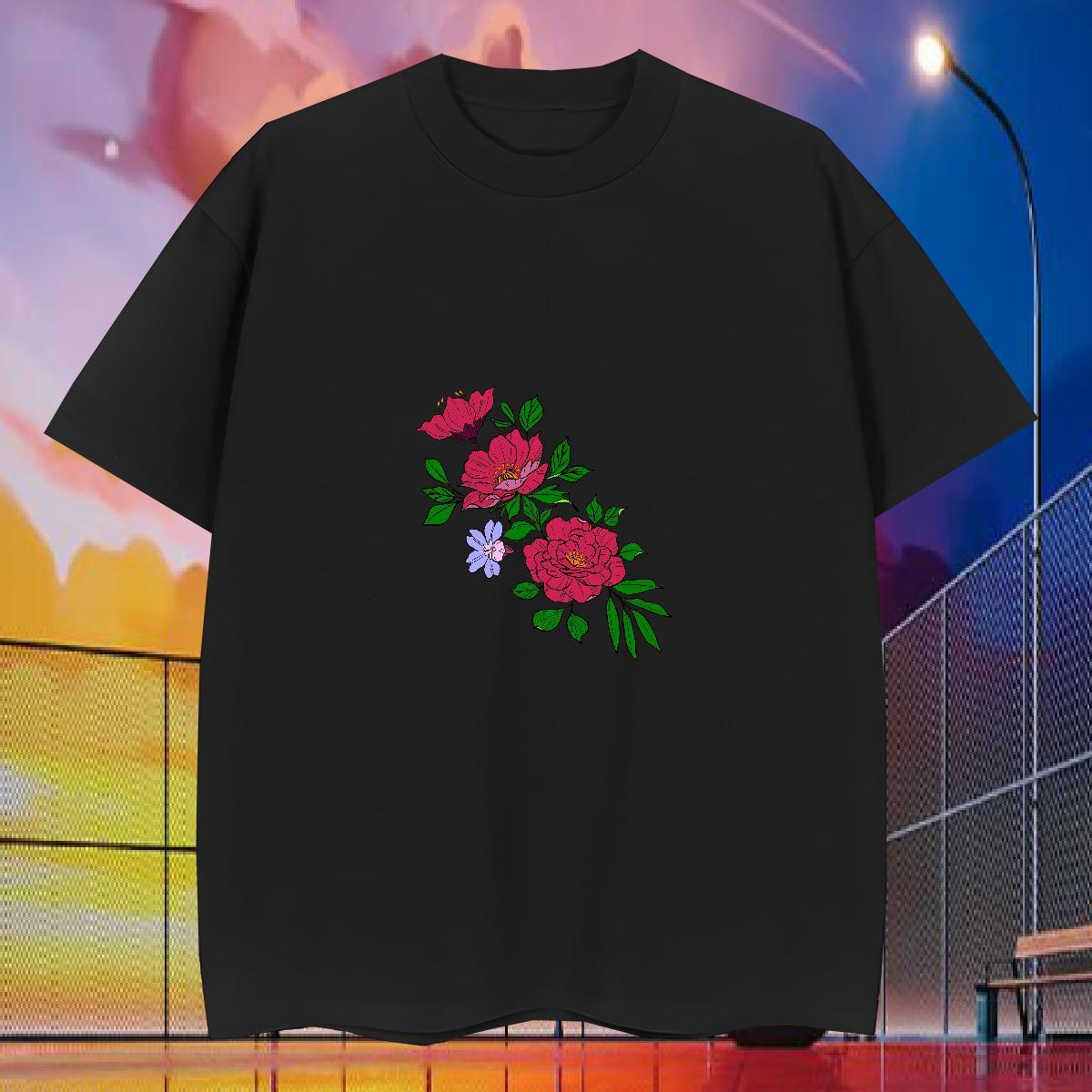 2024 Summer T-Shirts 230g Cotton painting High Street Hip Hop Tees Round Neck Short Sleeve Comfortable Mens Tshirts Custom Printing