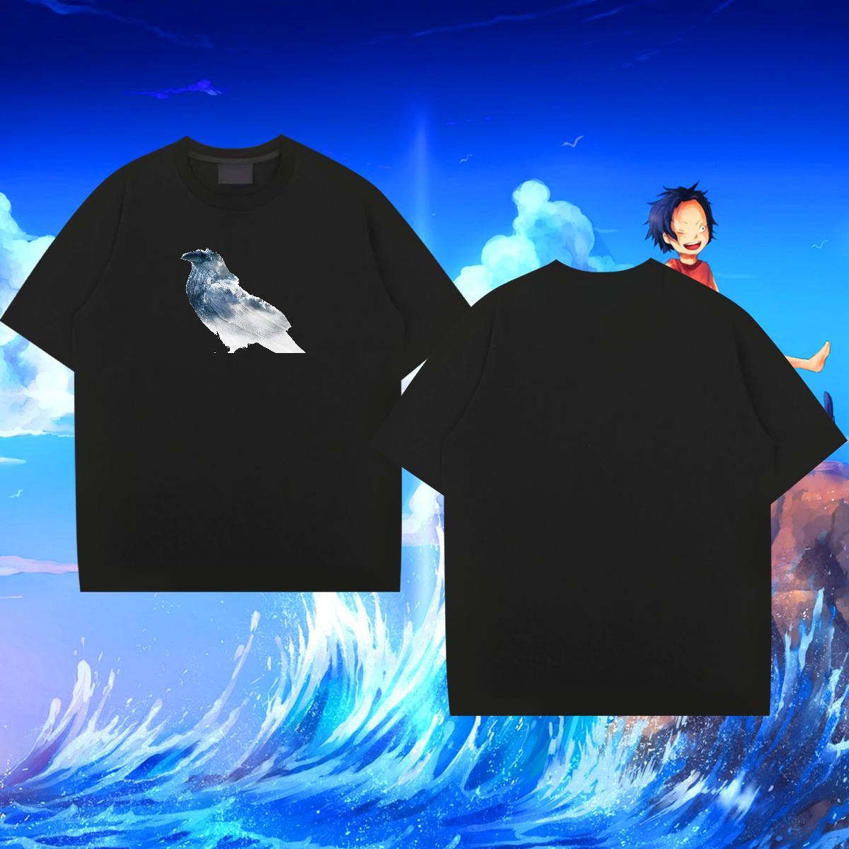 2024 T Shirt For Man 100% Cotton 230g bird Hip Hop Polos Round Neck Short Sleeve High Quality Tshirts White Plus Size