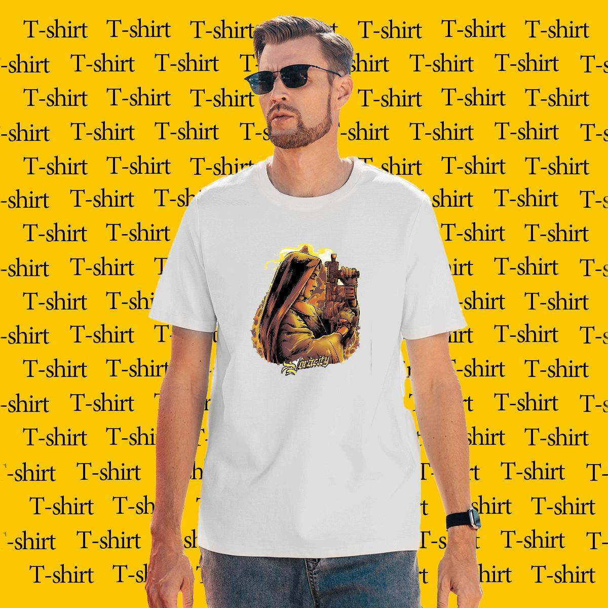 Mens T Shirts 100% Cotton 230g gun Spring Summer Breathable Short Sleeve Cartoon Print Men Tops Tees Classic Loose Tees Shirts