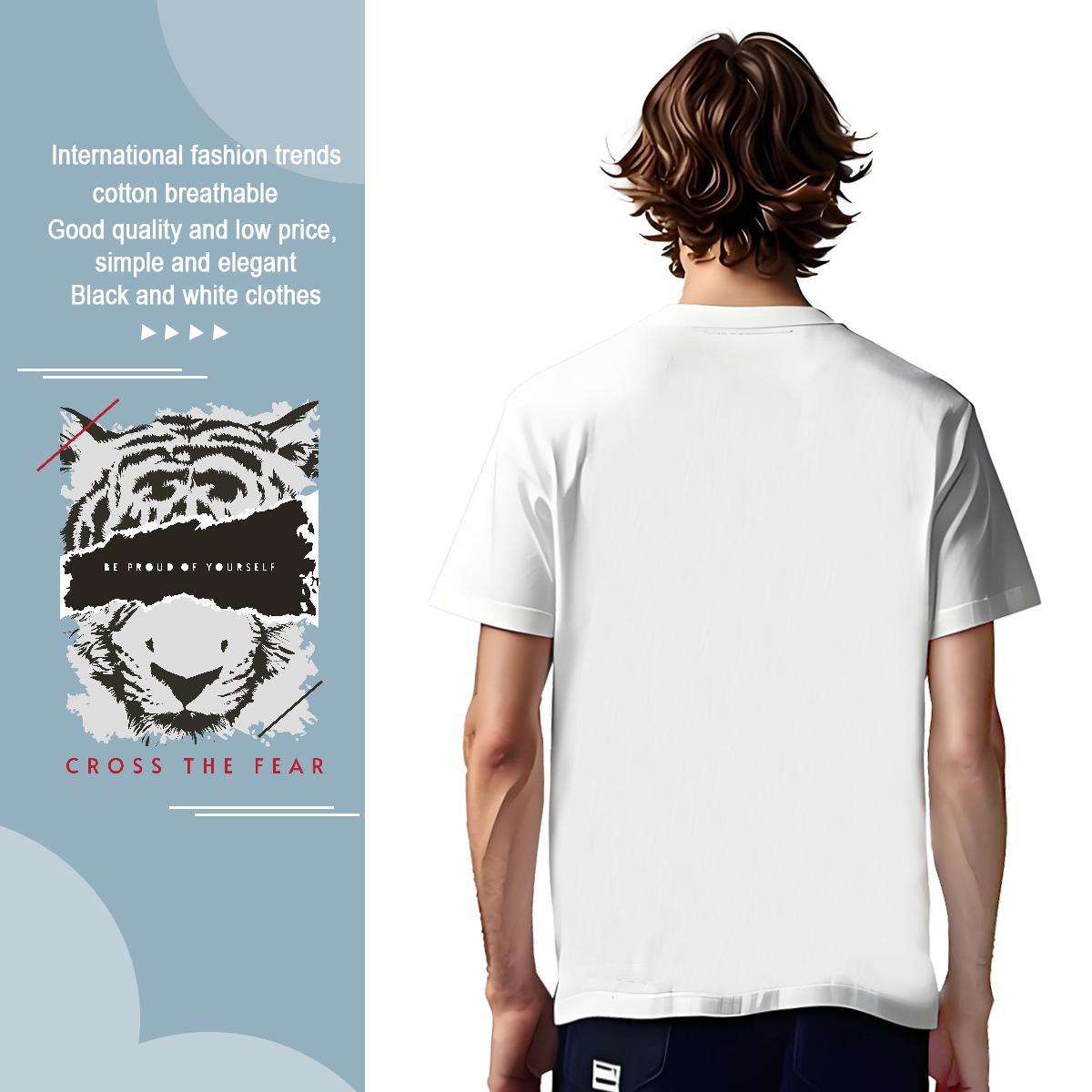T shirt 230g 100% Cotton Street wear Hip Hop Breathable Short Sleeve DIY Printed Men Tees 2024 New Cool Design Top Tees