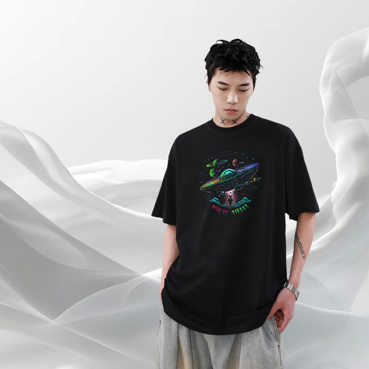Brand Tshirts 230g Cotton Daily Outfit UFO Custom Print Oversized Crew Neck Breathable Free Shipping Man T Shirts Tees