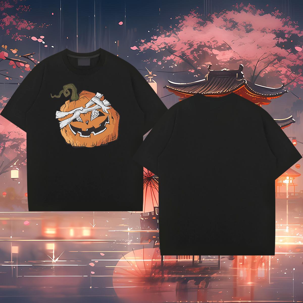 Classic Men T Shirts 230g Cotton pumpkin Home Outdoor Tshirts Short Sleeve Soft Wholesale Men Tees Black White