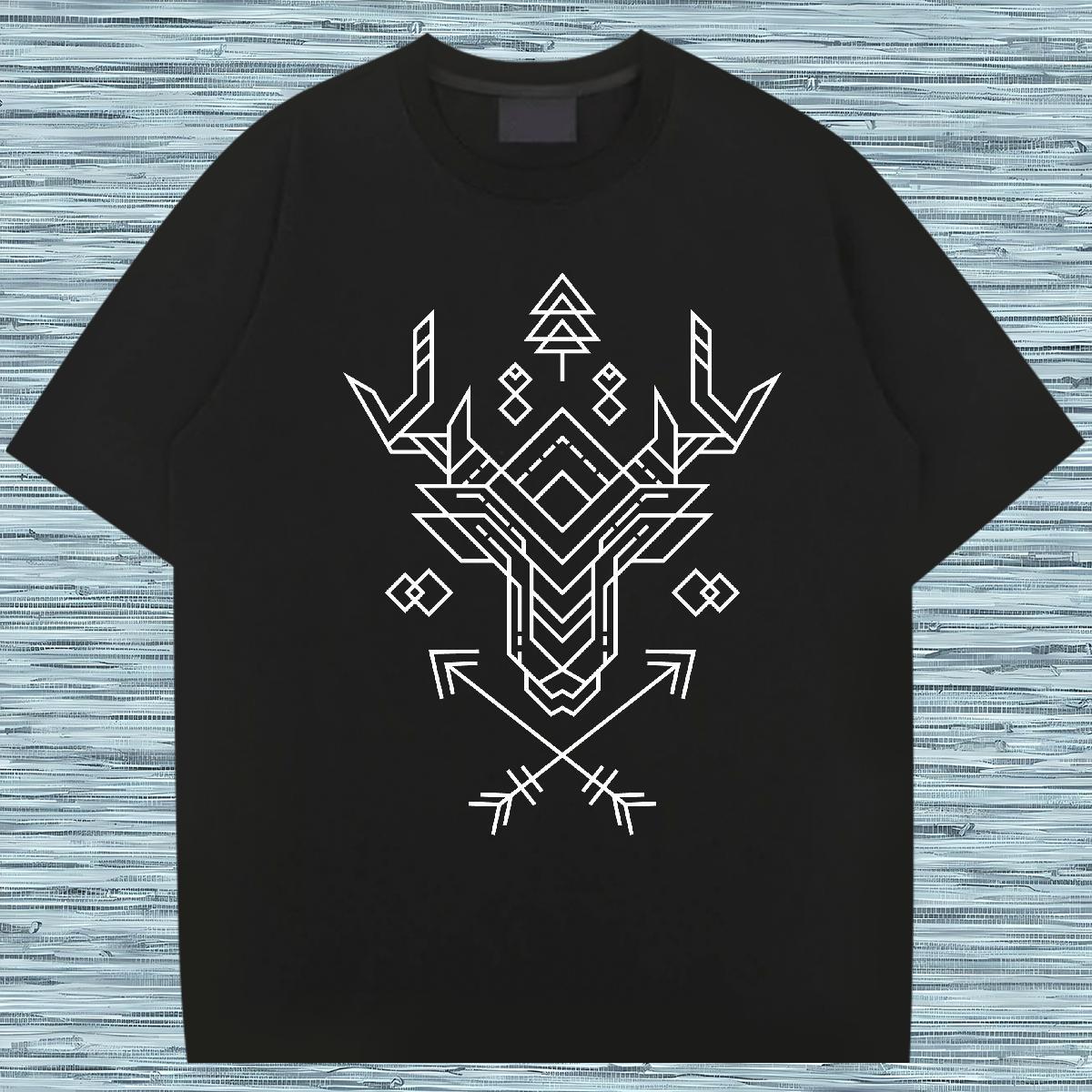 Man T Shirts 230g Cotton Geometric line Summer Casual Breathable Short Sleeve DIY Printed Men Tees Factory Direct Free Shipping Top Tees