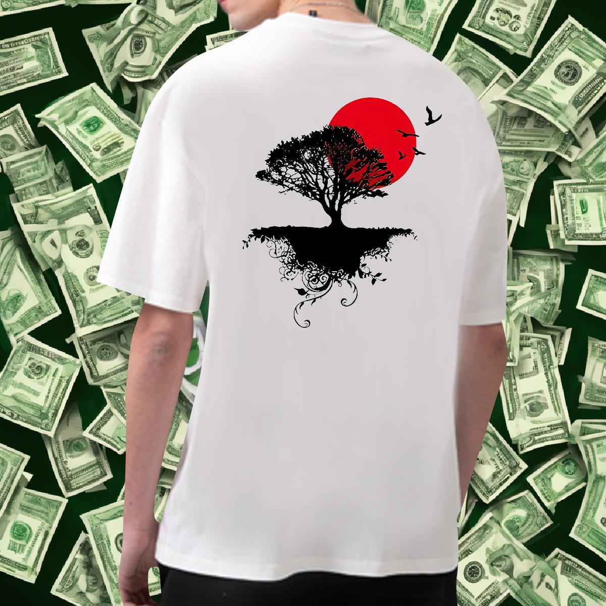 New Arrival Men T Shirts 100% Cotton 230g tree Street Casual Tees Breathable Crew Neck Popular Men Tops Tees DIY Logo Oversized