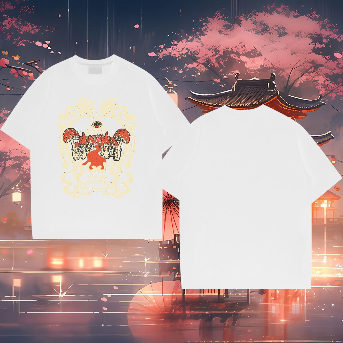 DIY Customized Men T Shirts 100% Cotton 230g mushroom Casual Beach Tshirts Short Sleeve O-Neck Designer Men Tees DIY Printed