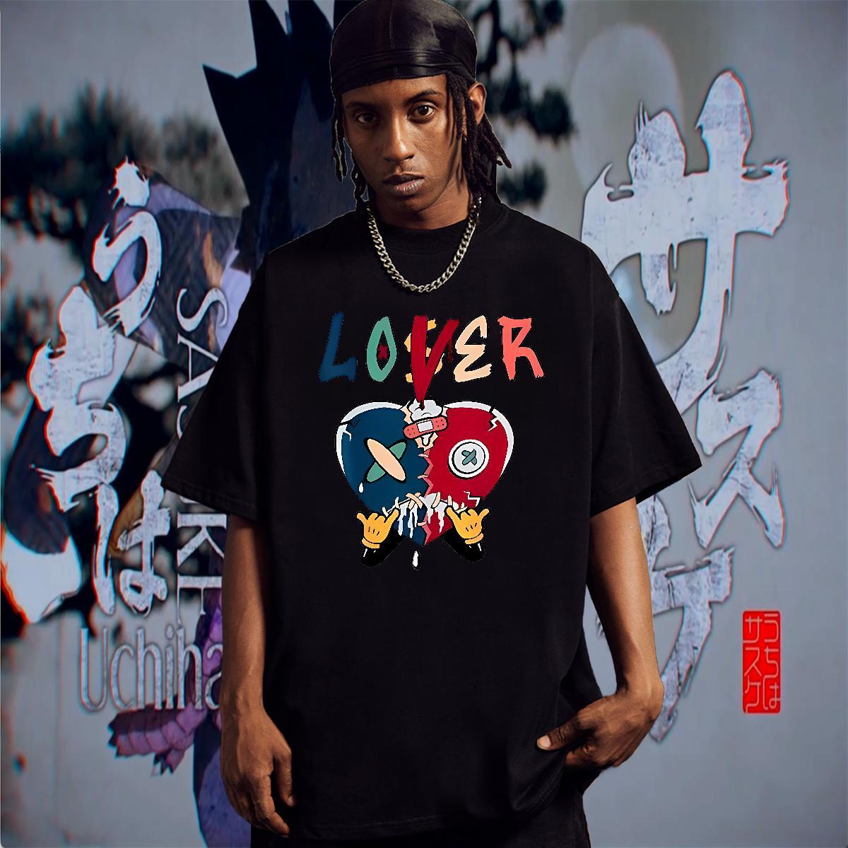 Brand Men Tops Tees 100% Cotton 230g Anime Printing Street letter DIY Logo Oversized O Neck Short Sleeves Casual New Mens T Shirts Clothes