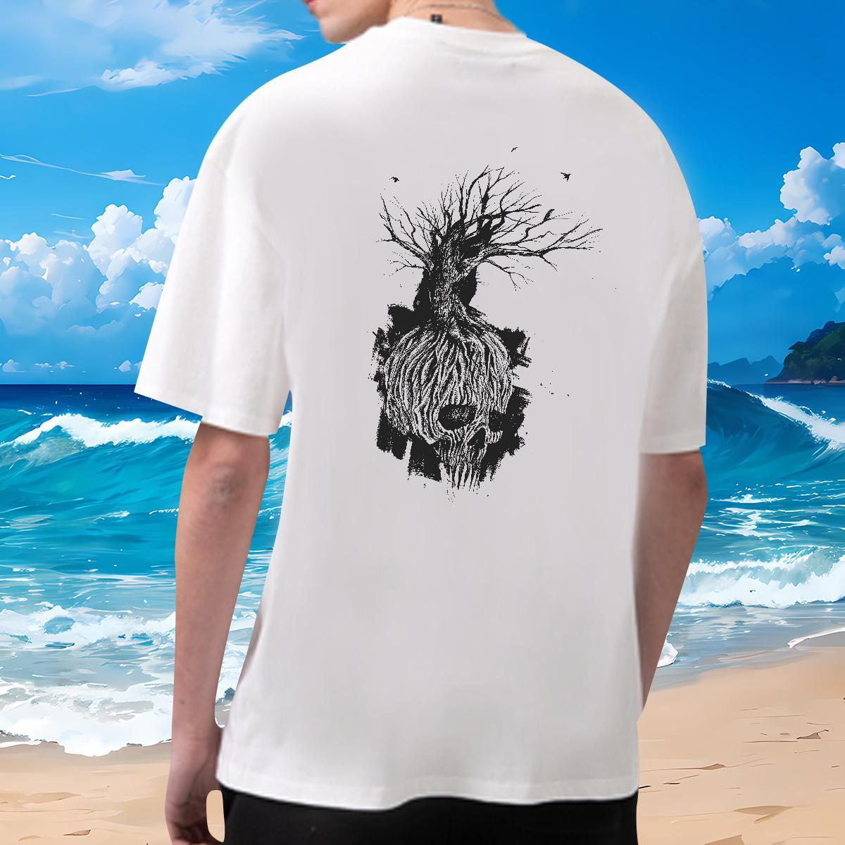 Fashion Designer T-Shirts 230g Cotton tree Hip Hop Street Clothings Breathable Crew Neck Comfortable Men Clothes T-Shirt Plus Size Cartoon