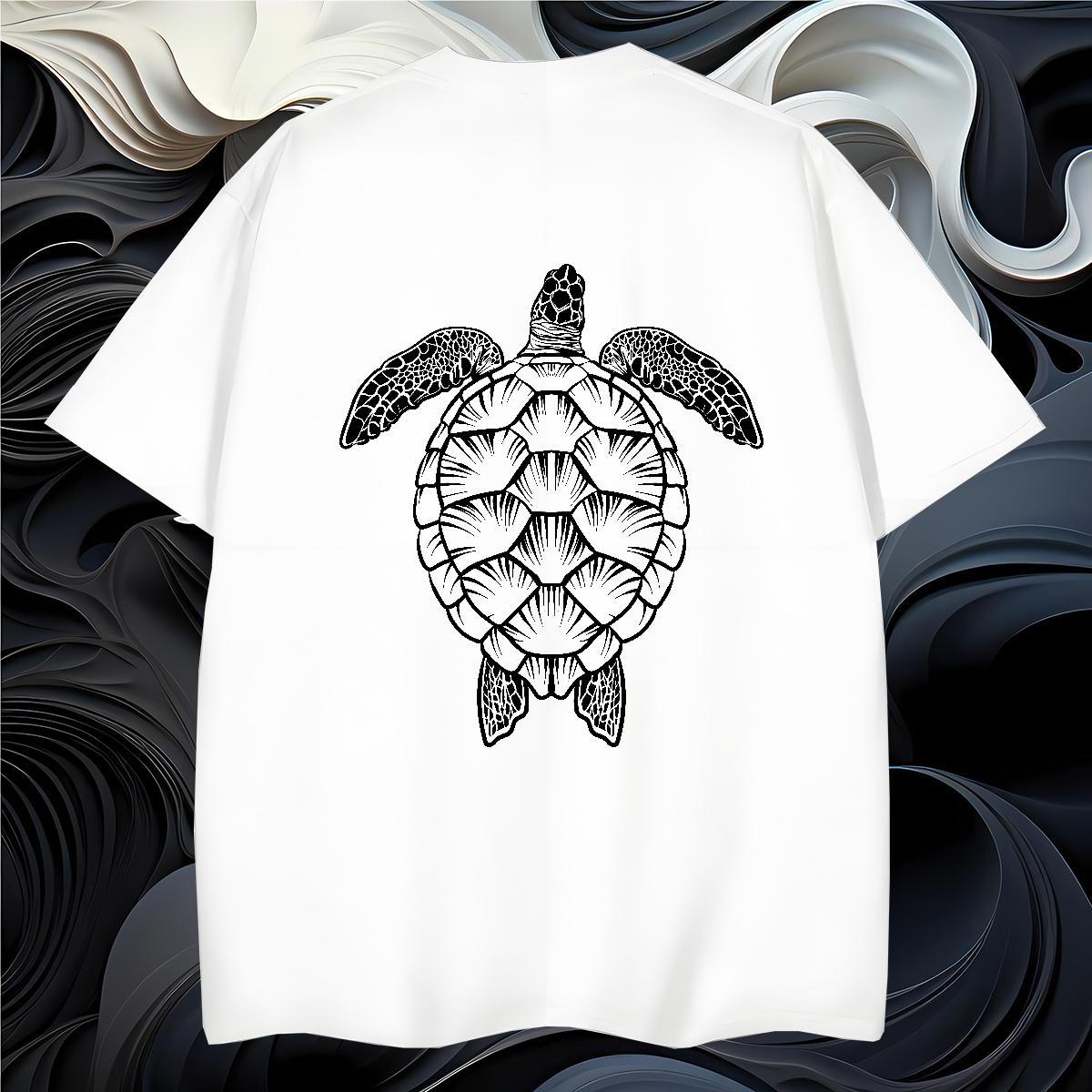 Loose Fit Tshirt for Man Woman 230g Pure Cotton tortoise T-Shirts for Men Spring Summer Breathable Short Sleeve Cartoon Print Fashion Casual Tops Tees