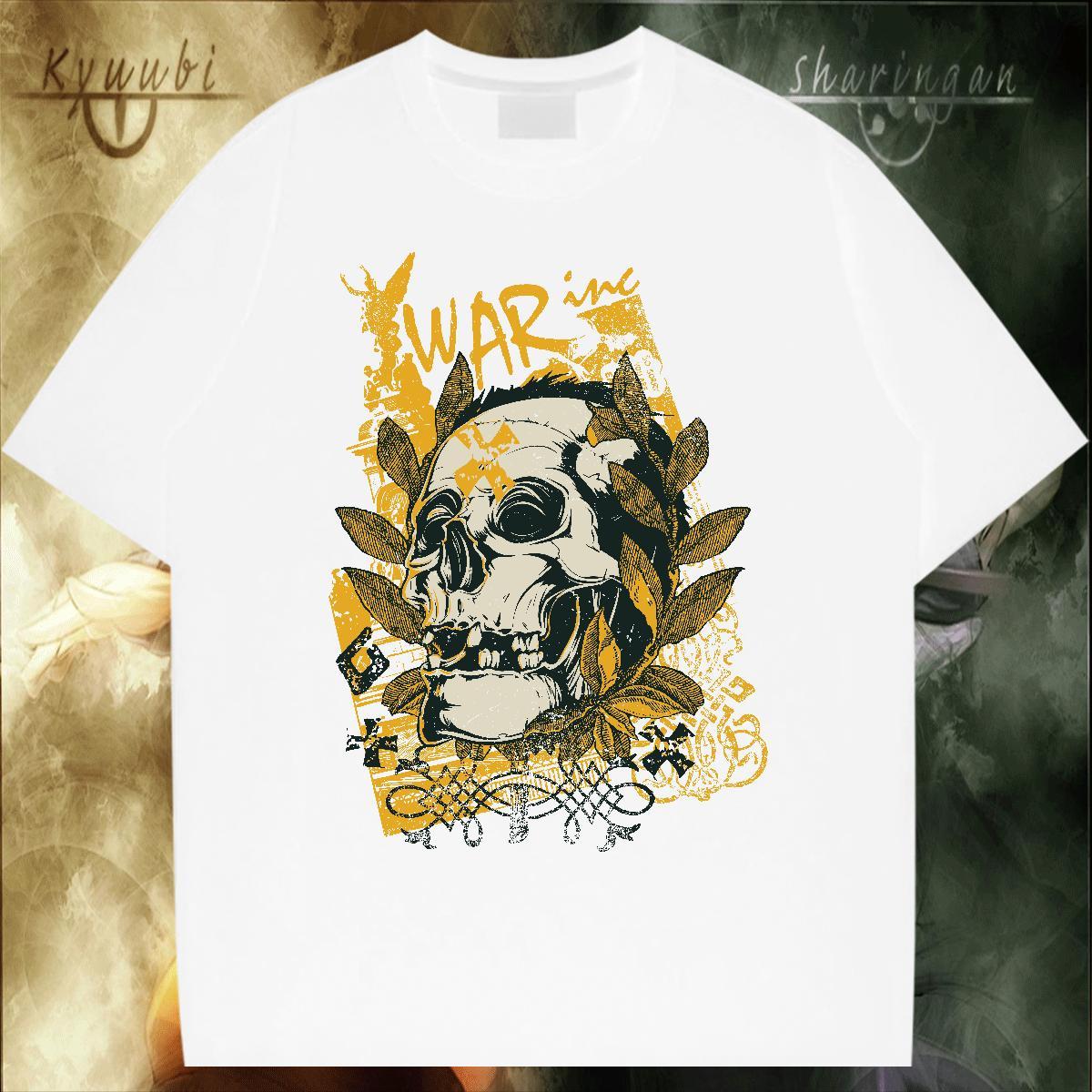 Fashion New T-Shirts for Men skull Wear 100% Cotton 230g Street Free Shipping DIY Logo Oversized Round Neck Short Sleeve Tshirts