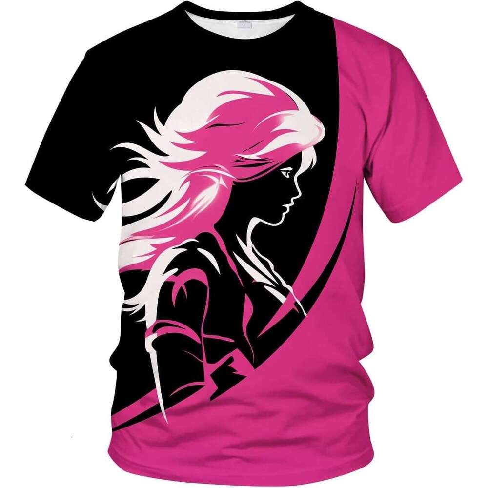 T shirt Mens Pink Biker Girl Motorcycle T-Shirt Cool Cartoon Theme Tee Shirt shirts tshirt graphic tee Casual tops summer clothes Short sleeve