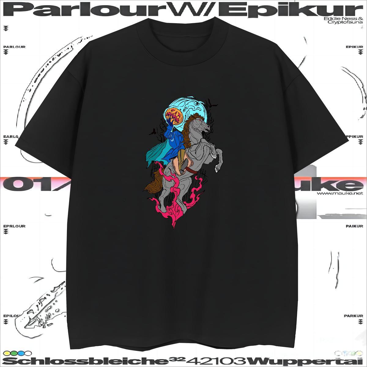 Fashion New T Shirts Men 230g Pure Cotton horse Daily Wear Tops Shirt O Neck Short Sleeves Cool Men Clothes T-Shirt Skull