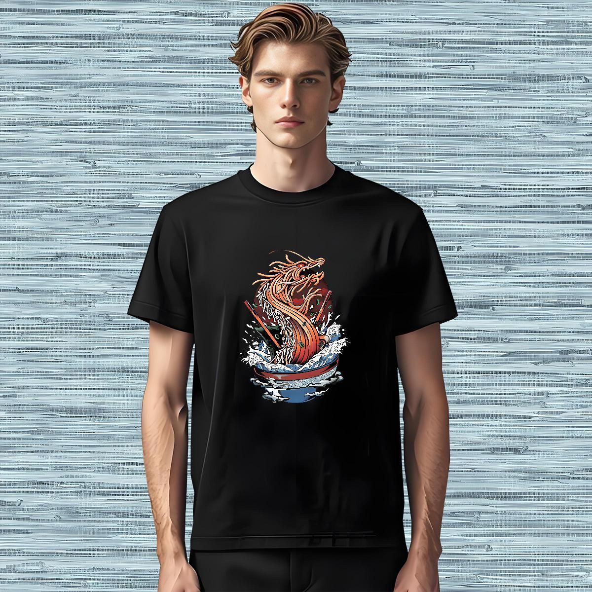 New Designer T-Shirts for Men dragon Tops Shirt 230g Pure Cotton Summer Casual TOP Quality Plus Size Custom Breathable Crew Neck Mens Tshirts