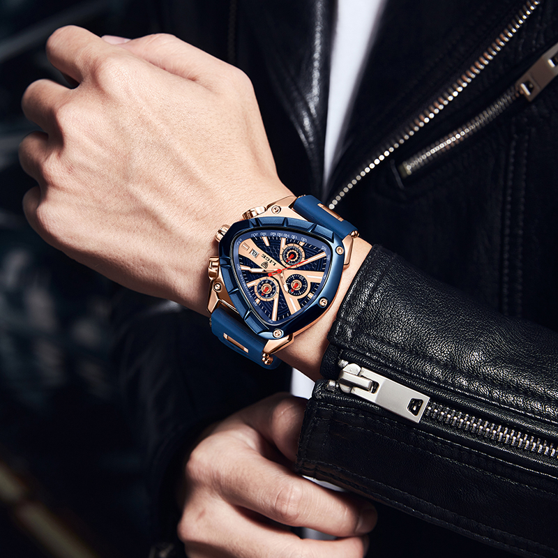 LIGE Fashion Men Watch Triangle Chronograph Military Wristwatch Sport Army Mens Watches Luxury Waterproof Quartz Clock Man Reloj Personalized watch