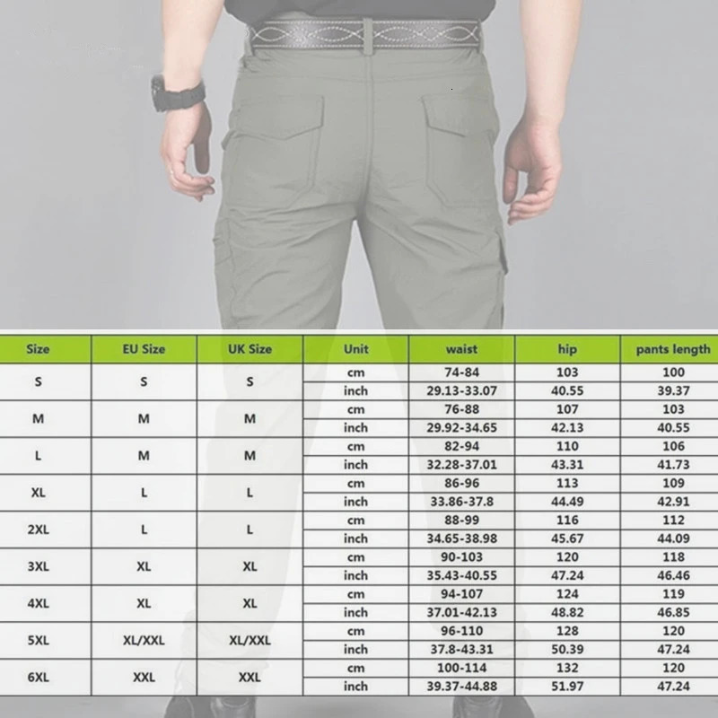 Mens casual cargo pants tactical mens Trouser Plus size breathable waterproof multi pocket S5XL 240819