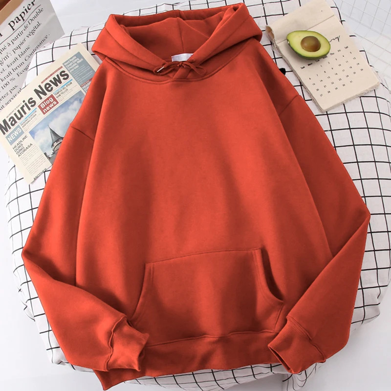 Autumn Casual Womens Solid Hoodie Comfortable Strecth Sweatshirts Loose Pocket Warm Clothes Fashion Street Female Pullovers 240806